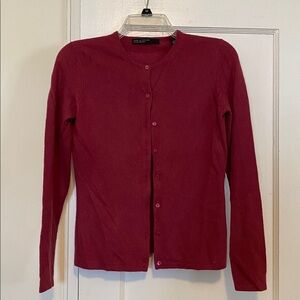 Lord and Taylor maroon 2 ply cashmere cardigan size XS